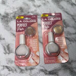 L A Colors Nail Polish Perfect Pair (C37348) Rose Rosè All Day W/Glitter New!